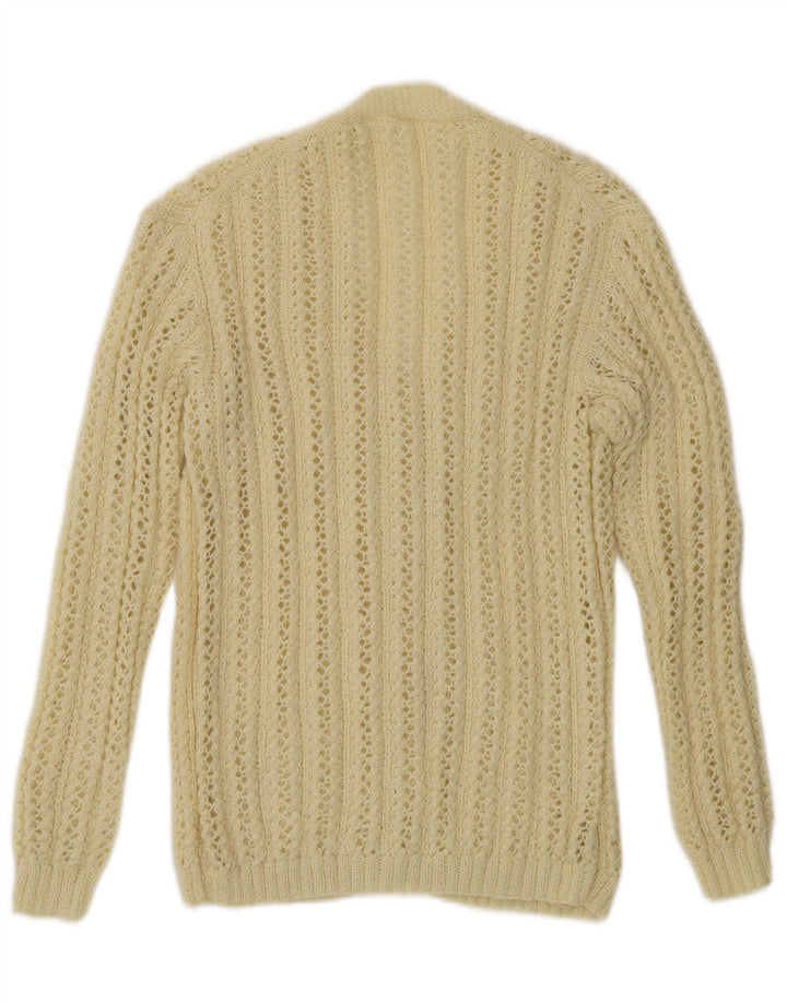 Vintage ženski heklani kardigan džemper UK 14 srednje bijele boje