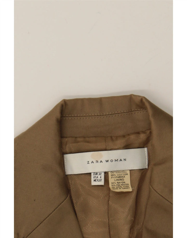 ZARA Womens 2 Button Blazer Jacket EU 38 Small Beige Cotton Vintage Zara and Second-Hand Zara from Messina Hembry 