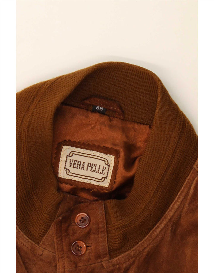 Vintage muška bomber jakna od brušene kože IT 58 4XL smeđa koža