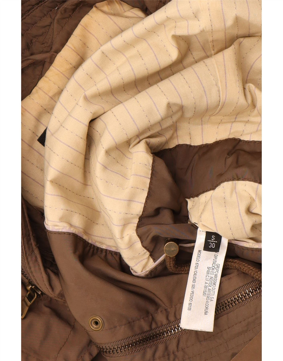 MASSIMO DUTTI Ženska pomoćna jakna s kapuljačom UK 10 Mala smeđa poliester