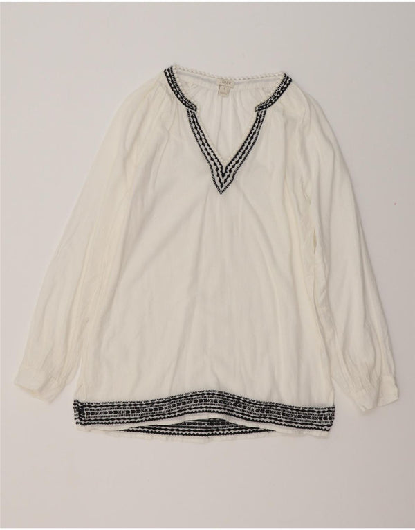J. CREW Womens Long Sleeve Blouse Top UK 10 Small White Pinstripe Cotton