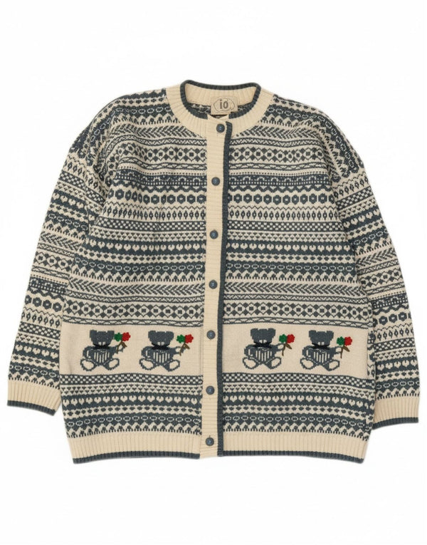 Vintage ženski kardigan džemper UK 14 Large Blue Fair Isle