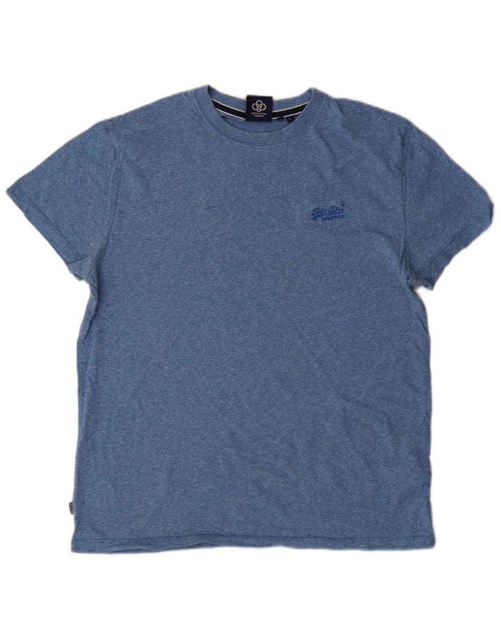 SUPERDRY Mens T-Shirt Top Large Blue Cotton