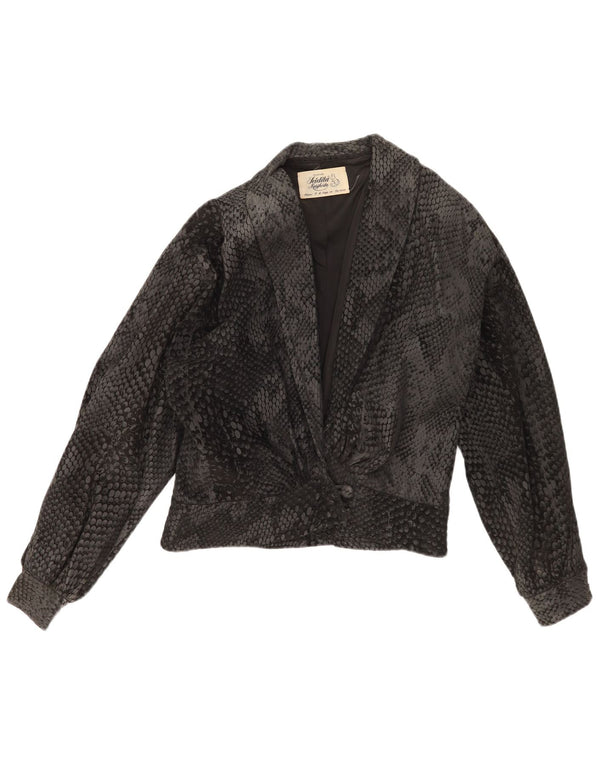 Pellicceria ženska kožna jakna UK 16 veliki sivi kožni životinjski print