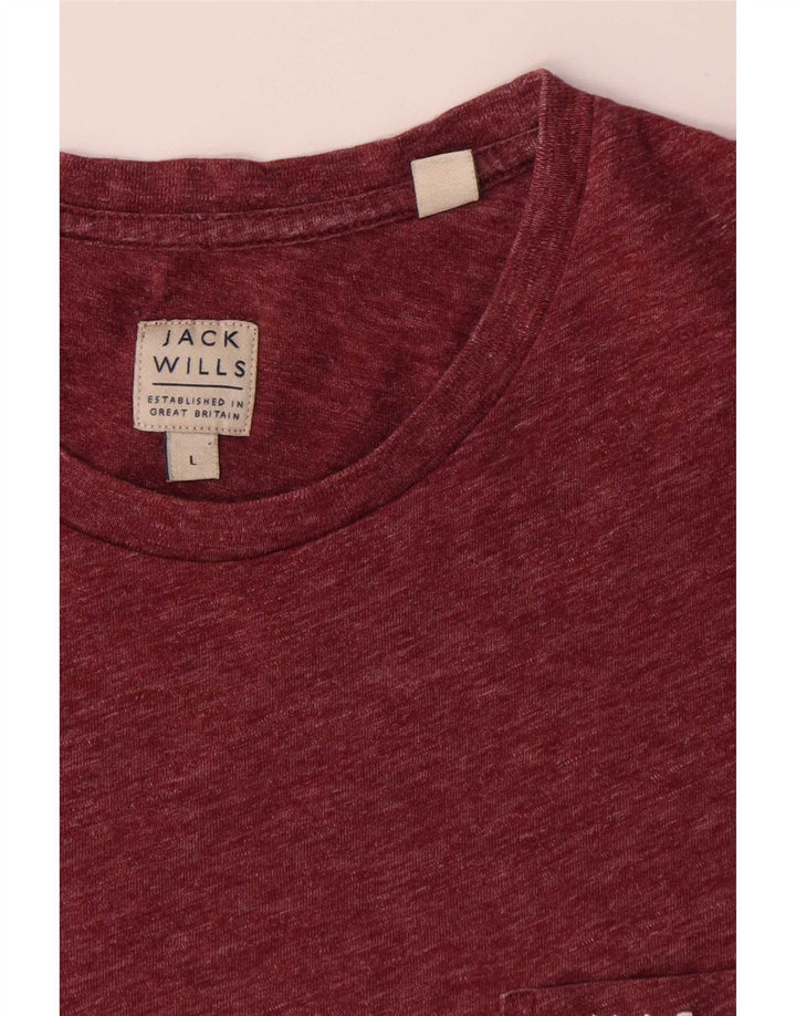 Jack Wills Muška majica kratkih rukava Veliki bordo prošarani poliester