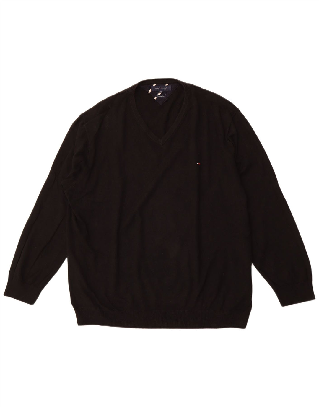 TOMMY HILFIGER Muški pulover s V-izrezom 4XL crni pamuk