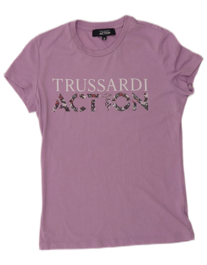 Trussardi ženska majica kratkih rukava s grafičkim motivima UK 12 srednje ljubičasta poliester