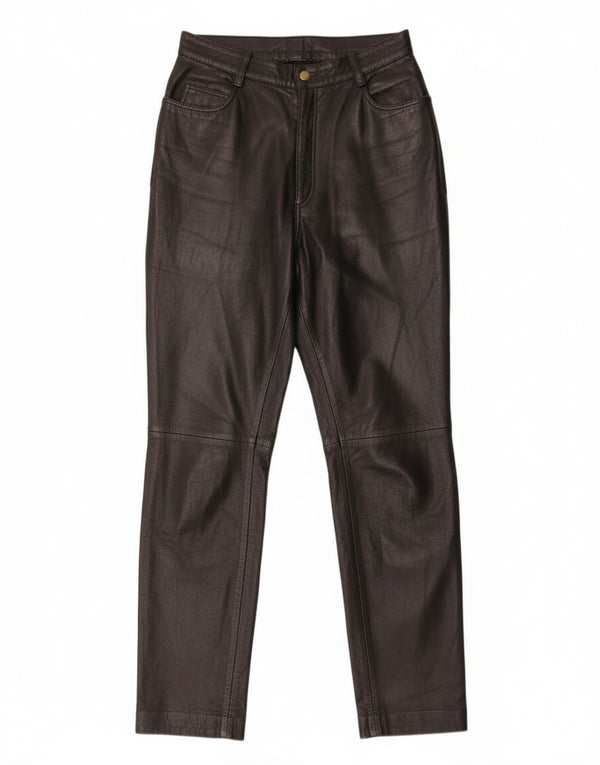 Vintage ženske kožne hlače visokog struka IT 46 Large W28 L31 crne