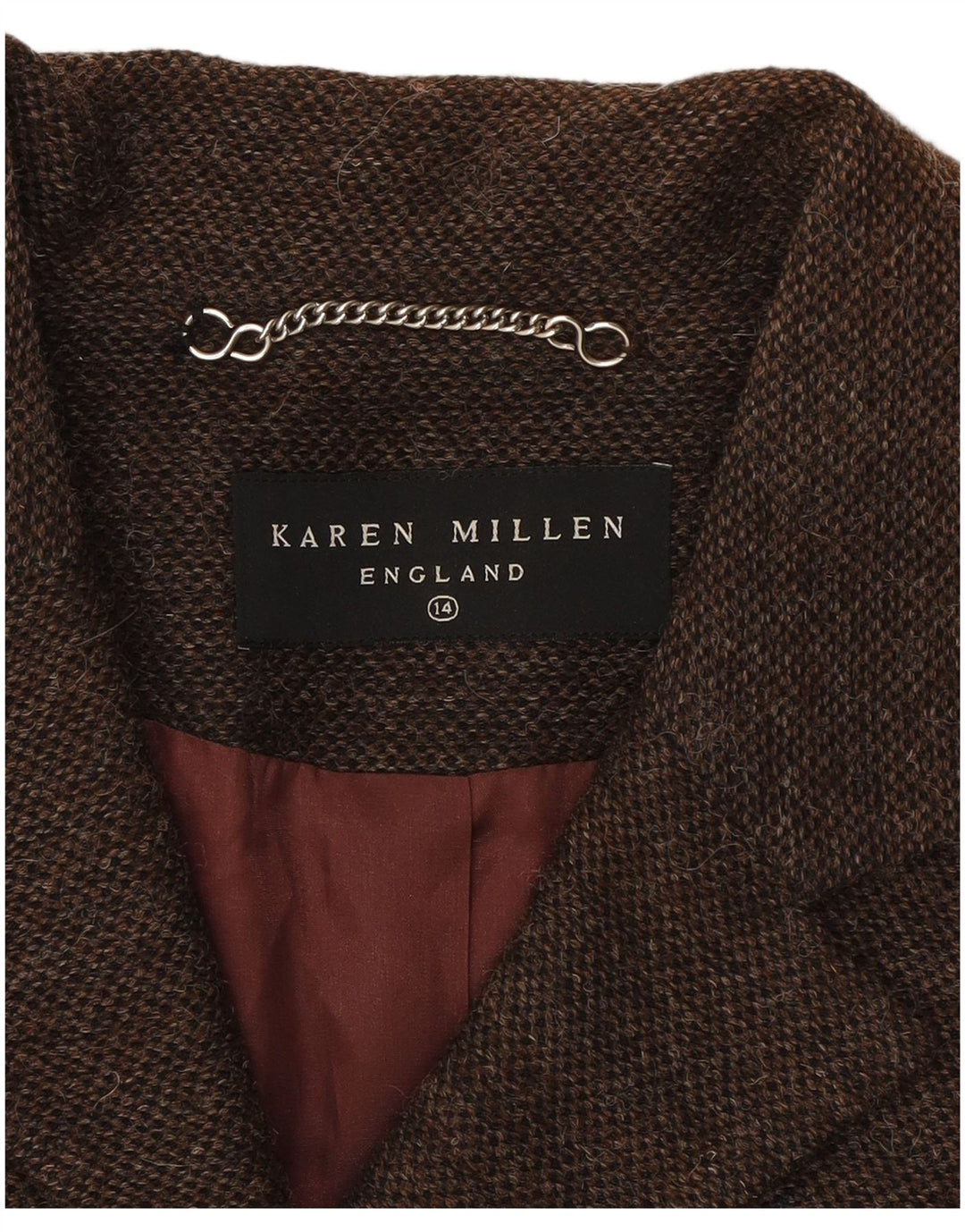 KAREN MILLEN Womens 3 Button Blazer Jacket UK 14 Medium Brown Wool
