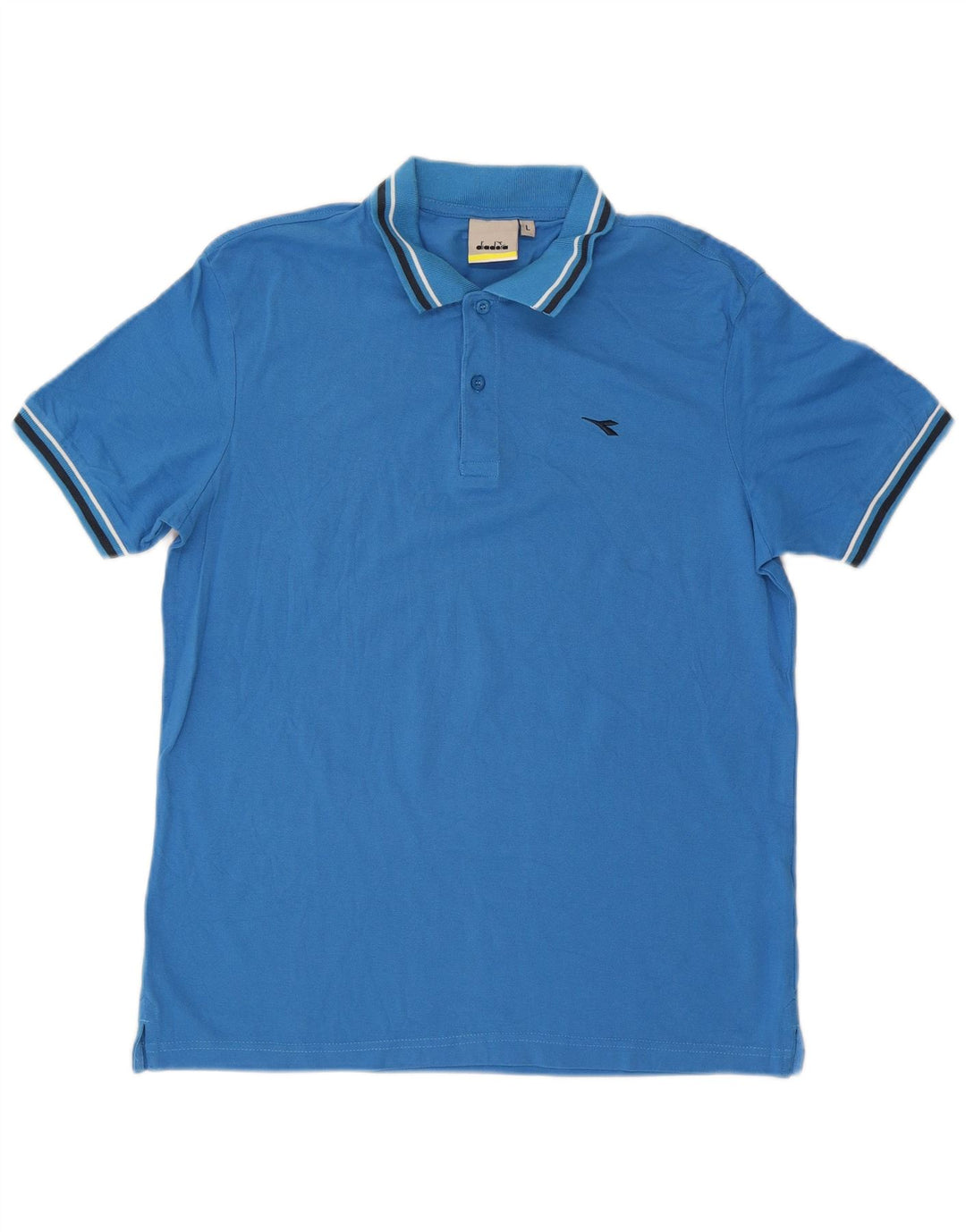 DIADORA Mens Polo Shirt Large Blue Cotton