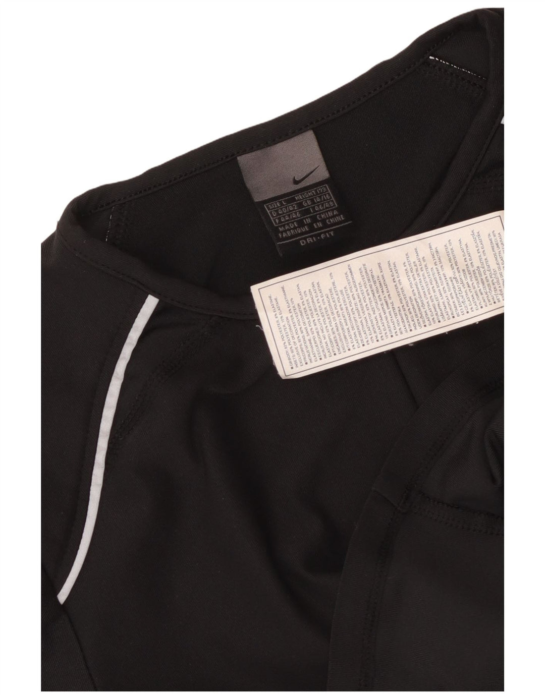 NIKE Ženska Dri Fit majica kratkih rukava s patentnim izrezom UK 14/16 Veliki crni poliester