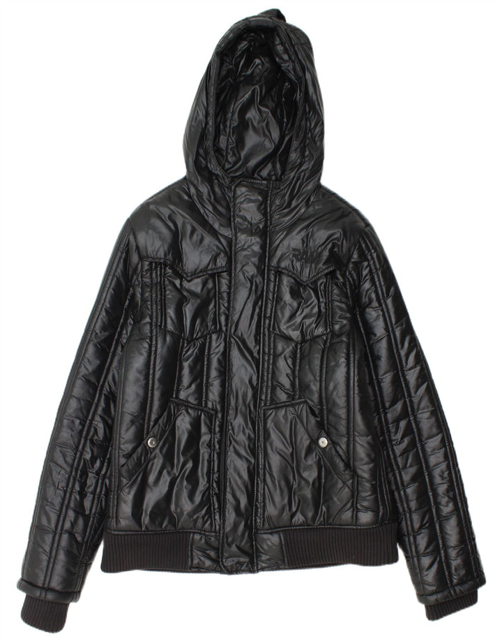 G-STAR ženska podstavljena jakna s kapuljačom UK 16 Veliki crni poliamid