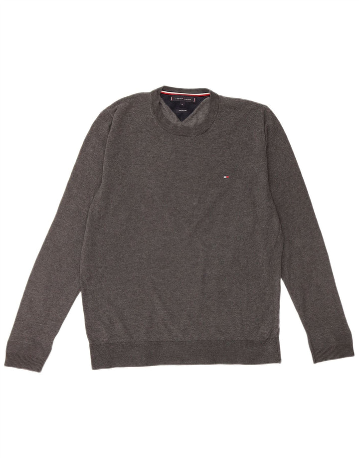 TOMMY HILFIGER Muški džemper s okruglim izrezom, srednje sivi pamuk
