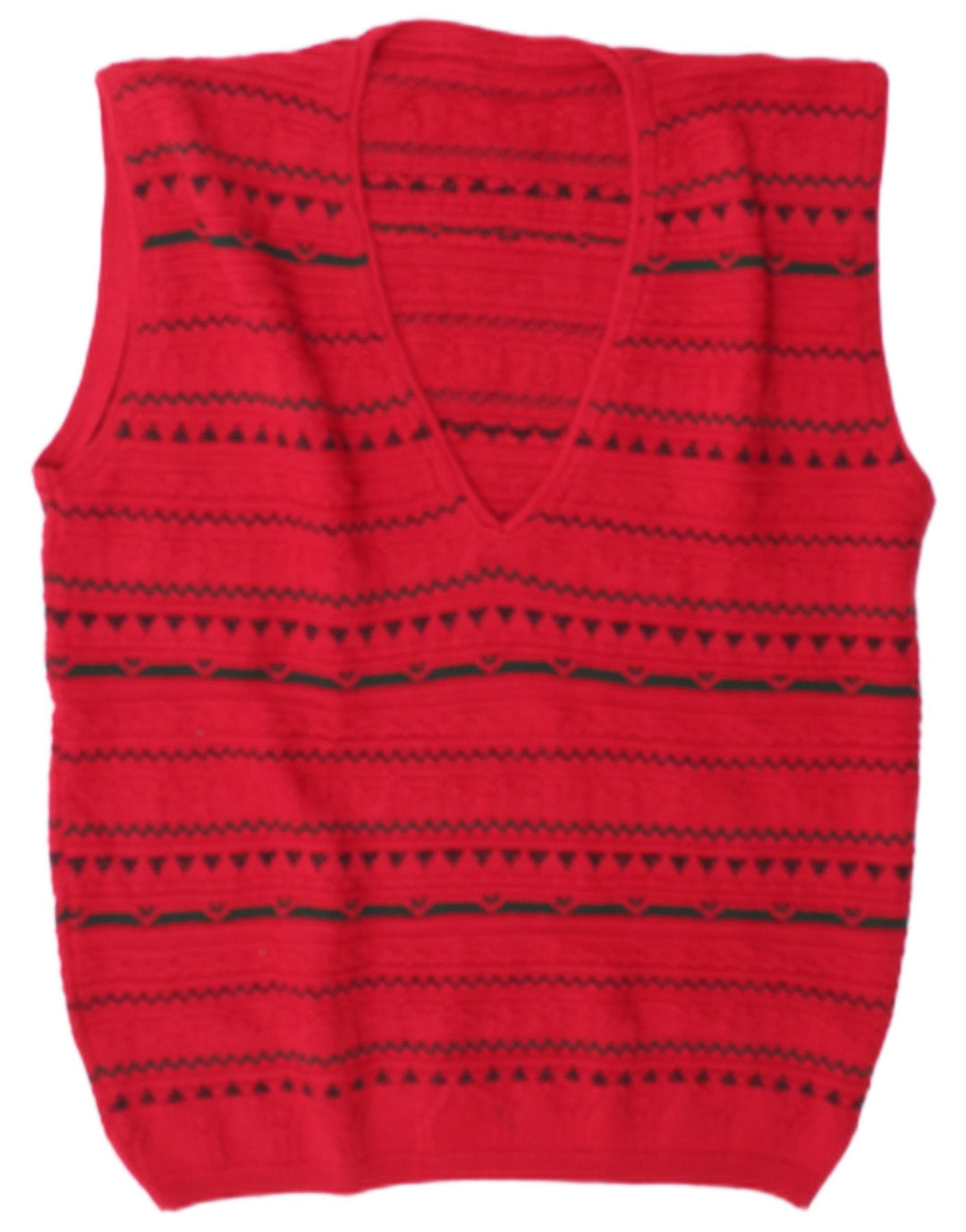 Vintage muški prsluk bez rukava XL crveni geometrijski