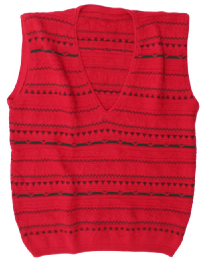 Vintage muški prsluk bez rukava XL crveni geometrijski