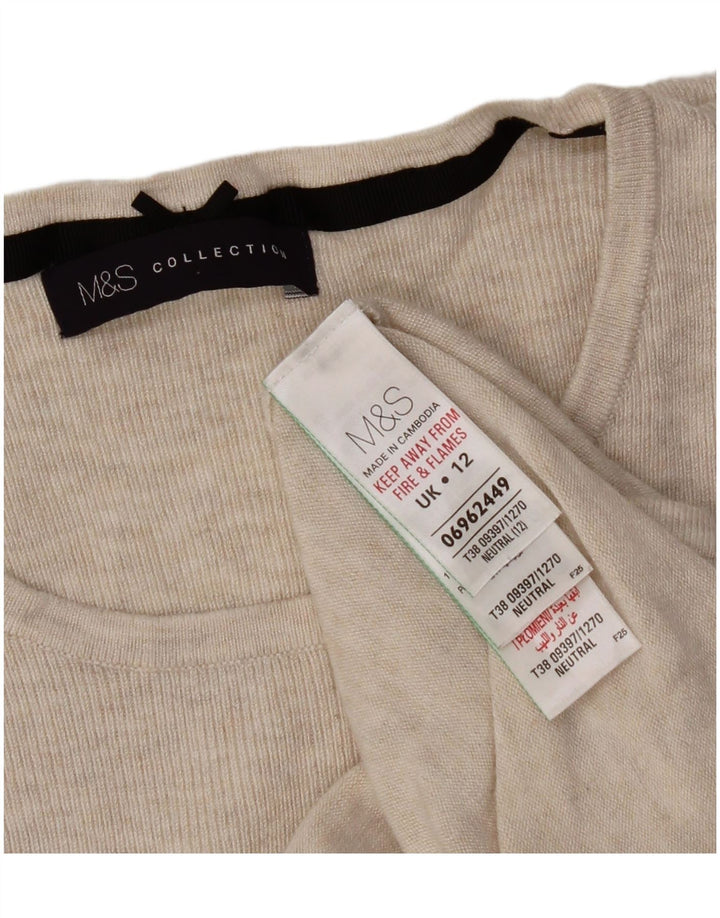 Marks & Spencer Ženska majica s 3/4 rukavima UK 12 srednje bež flekaste viskoze