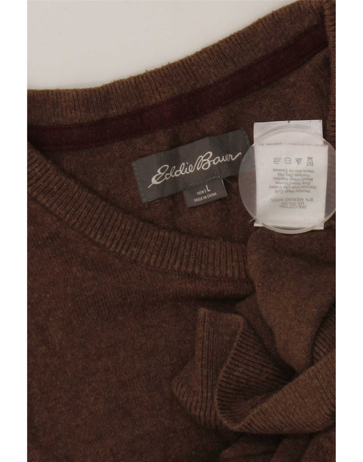 Eddie Bauer, muški džemper s okruglim izrezom, veliki smeđi pamuk