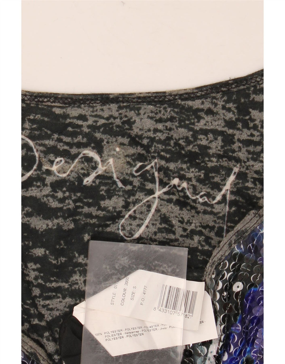 DESIGUAL Ženska majica dugih rukava s grafikom UK 10 Mali crni poliester