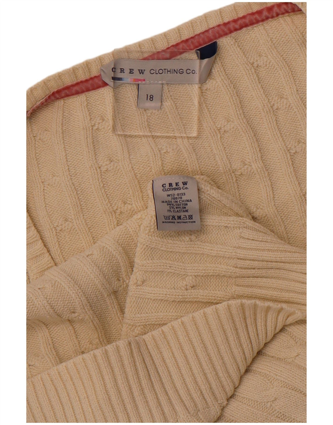 CREW CLOTHING Ženski džemper s V-izrezom UK 18 XL sivobijeli pamuk