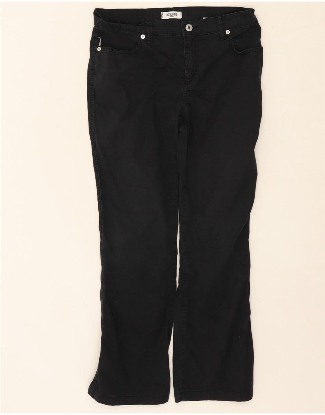 MOSCHINO Womens Bootcut Casual Trousers W30 L26 Black Vintage Moschino and Second-Hand Moschino from Messina Hembry 