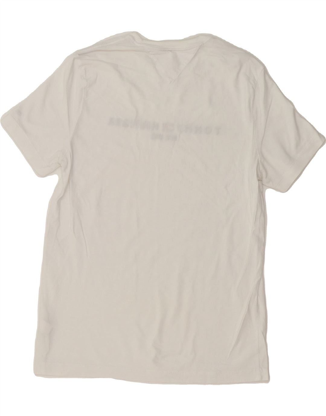 TOMMY HILFIGER Mens Graphic T-Shirt Top Medium White Cotton Vintage Tommy Hilfiger and Second-Hand Tommy Hilfiger from Messina Hembry 