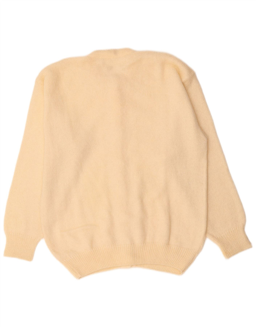 VINTAGE Ženski kardigan džemper UK 14 Srednji smeđe bijeli moher