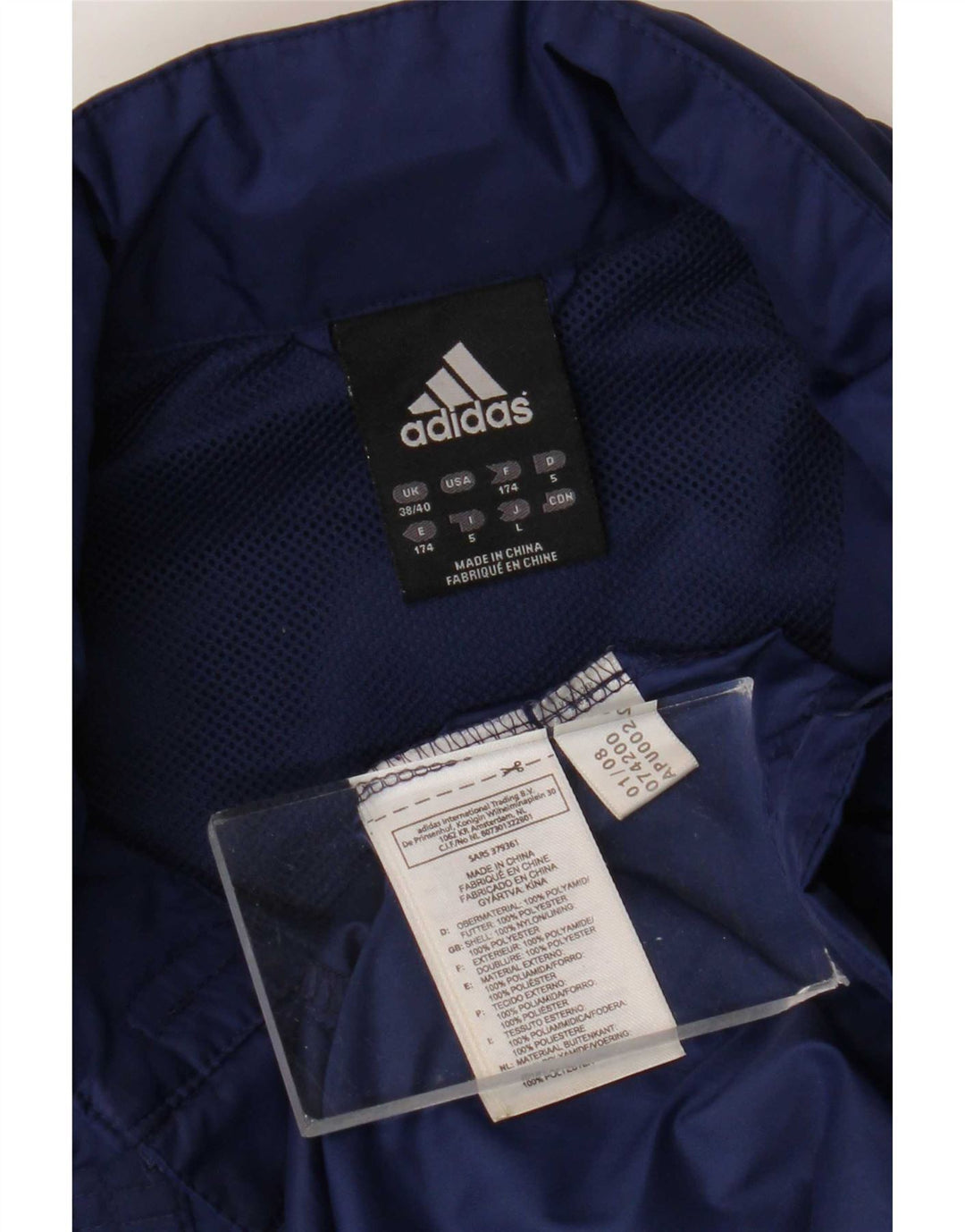 Adidas muška kišna jakna s grafičkim motivima UK 38/40 srednje tamnoplave boje