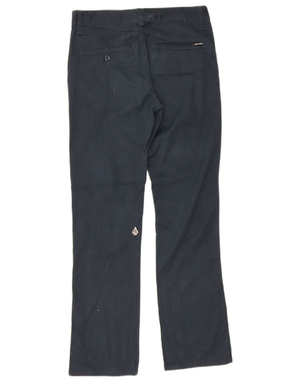 Volcom Womens Straight Chino Trousers UK 14 Medium W28 L28 Navy Blue Cotton