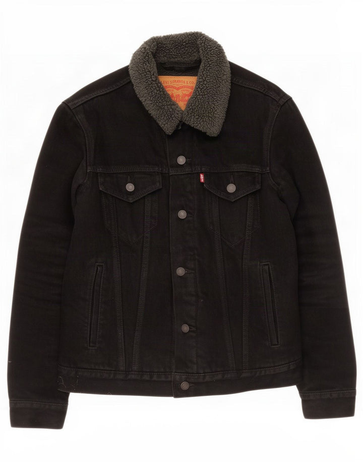 Levi's muška traper šerpa jakna UK 36 mala crna pamuk
