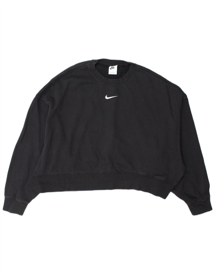 Nike ženska majica prekomjerne veličine UK 10, mali crni pamuk