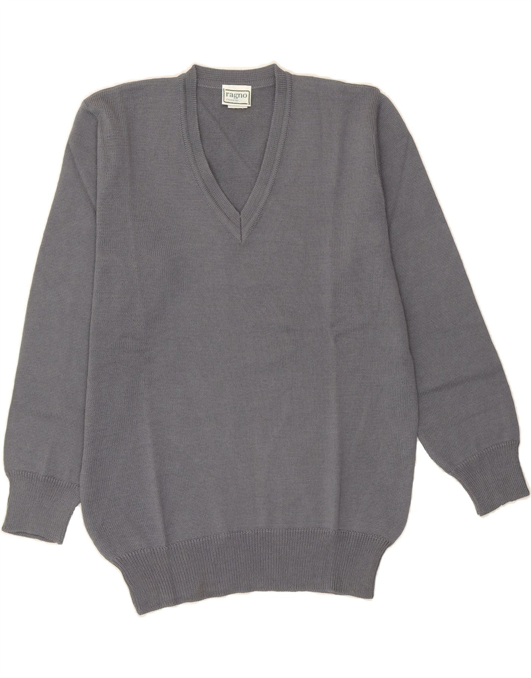 RAGNO Womens V-Neck Jumper Sweater IT 52 2XL Grey Wool Vintage Ragno and Second-Hand Ragno from Messina Hembry 