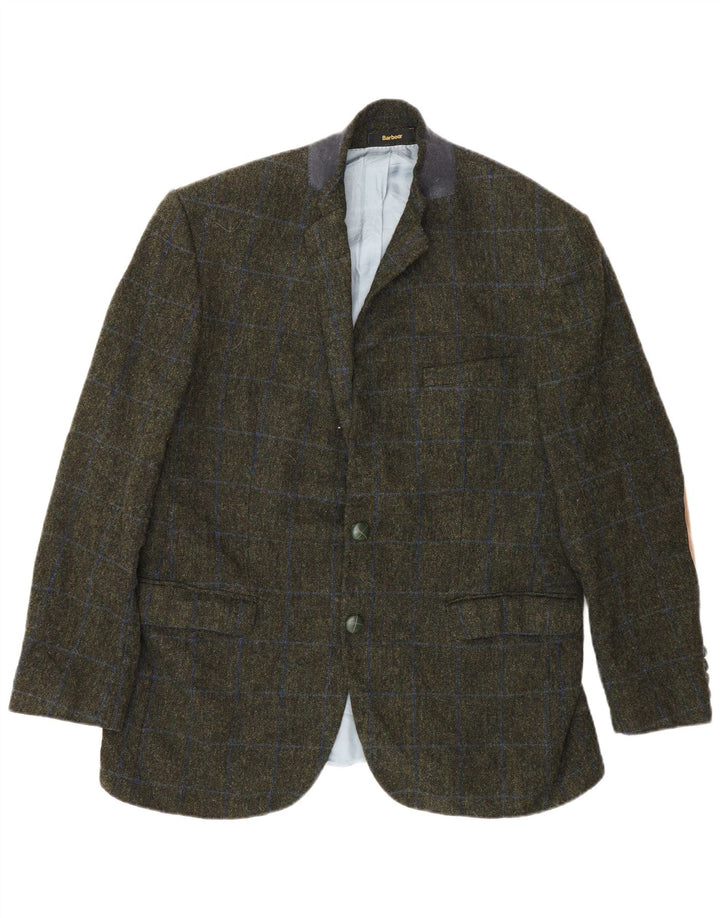 Barbour muška jakna sa 2 gumba, UK 42, velika karirana vuna kaki boje
