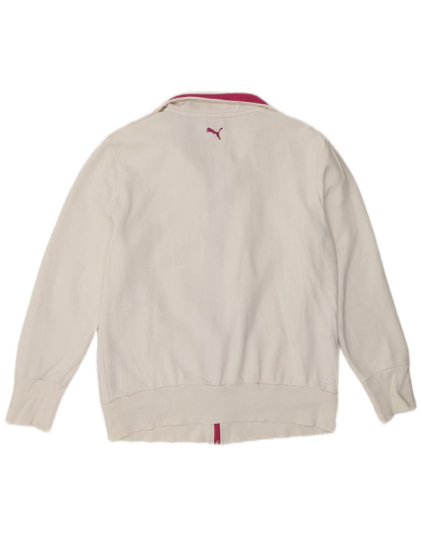 Puma Womens Graphic Tracksuit Top Jacket UK 14 Large White Colourblock
