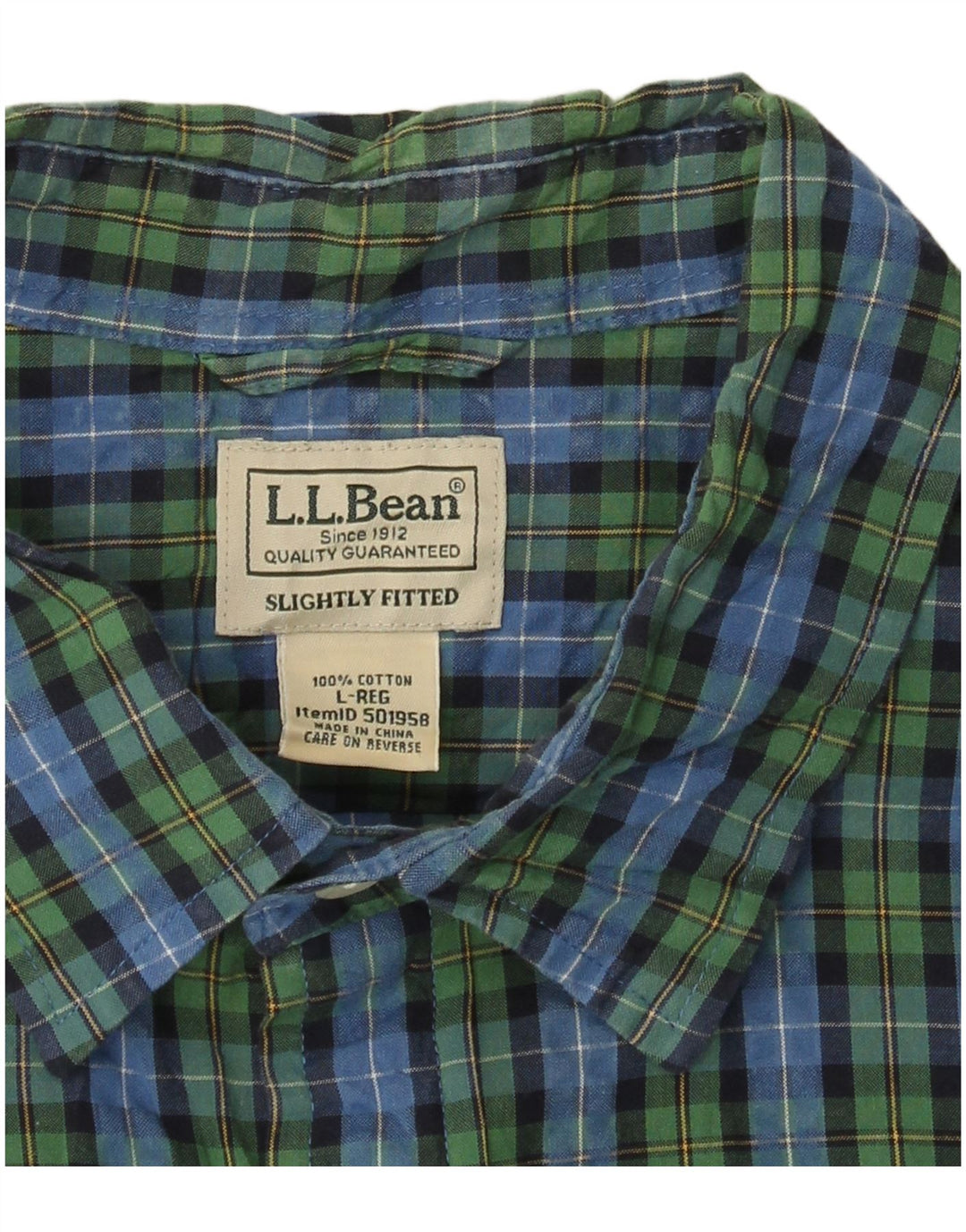 L.L.BEAN muška košulja kratkih rukava veliki zeleni karirani pamuk
