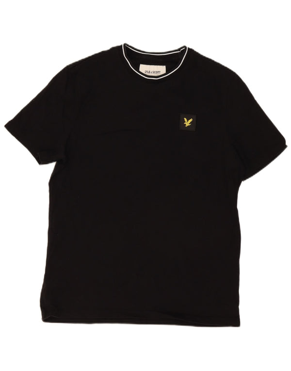 Lyle & Scott muška majica kratkih rukava opuštenog kroja mala, crna pamučna