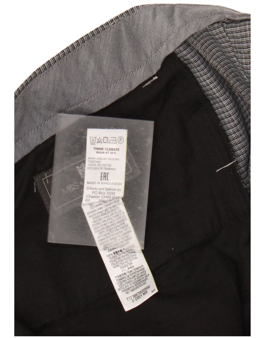 Marks & Spencer muške hlače standardnog kroja W36 L29 sivi karirani poliester