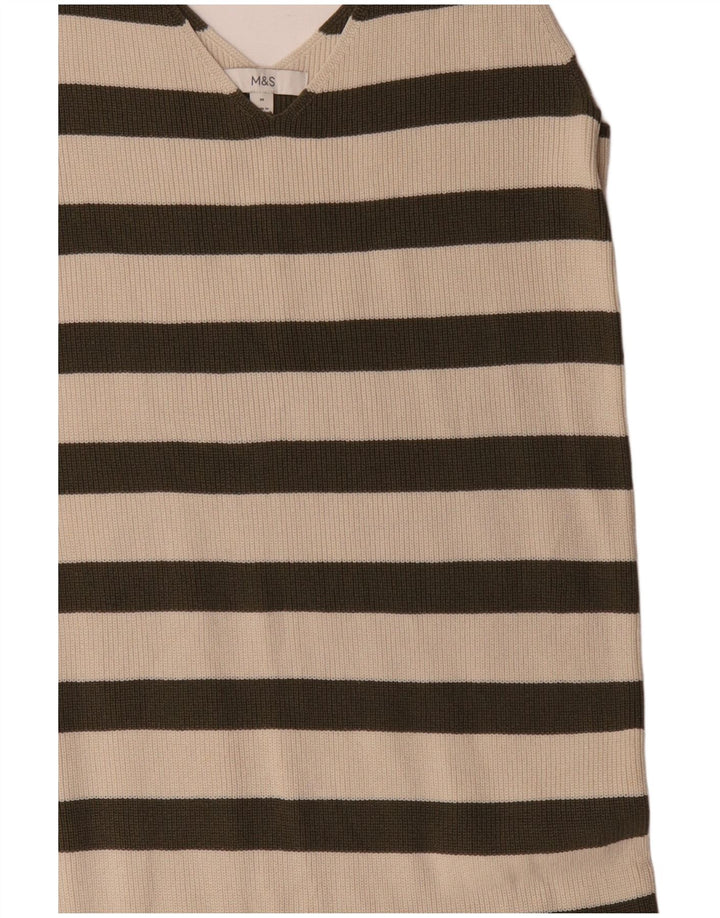 Marks & Spencer ženska džemper haljina bez rukava UK 14 srednje zelene pruge