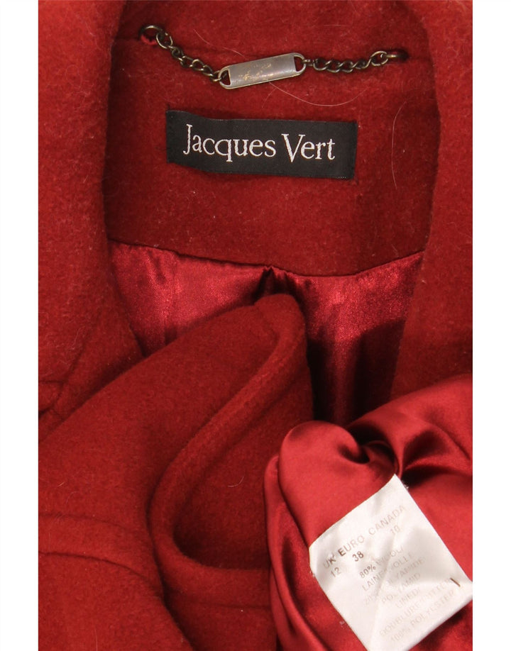 JACQUES VERT Womens Double Breasted Coat UK 12 Medium Red Wool