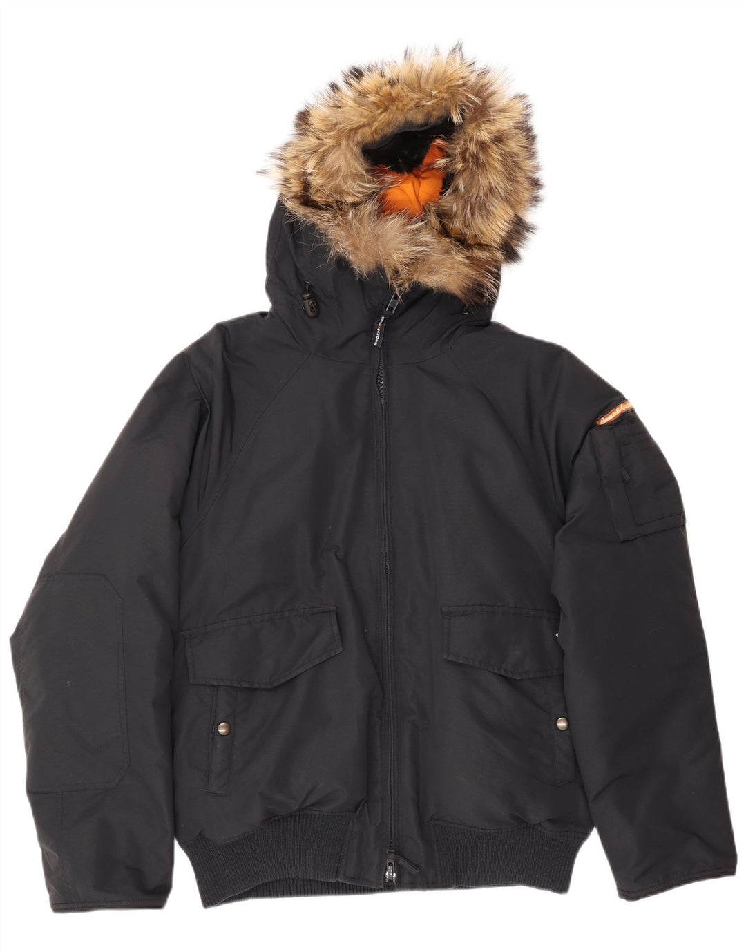 Goose & Gander muška podstavljena bomber jakna s kapuljačom IT 48, srednji crni najlon