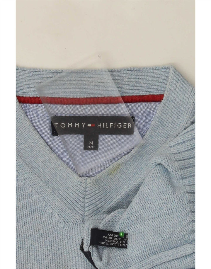Tommy Hilfiger muški džemper s V-izrezom Srednje plavi pamuk