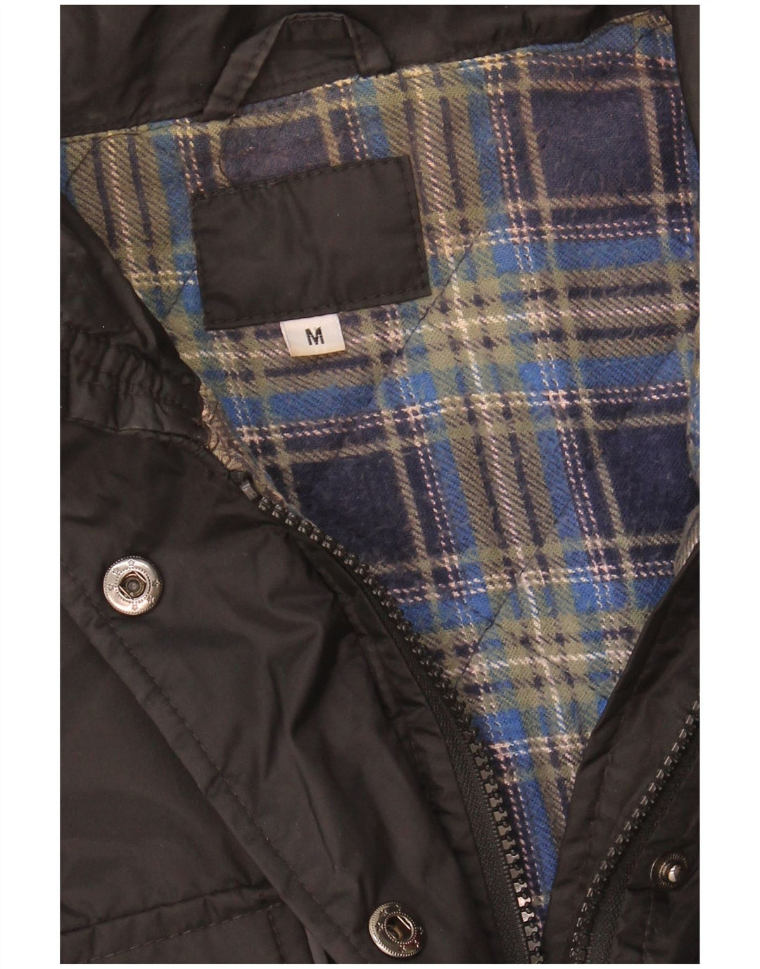 VINTAGE Ženska pomoćna jakna UK 14 Srednji crni najlon