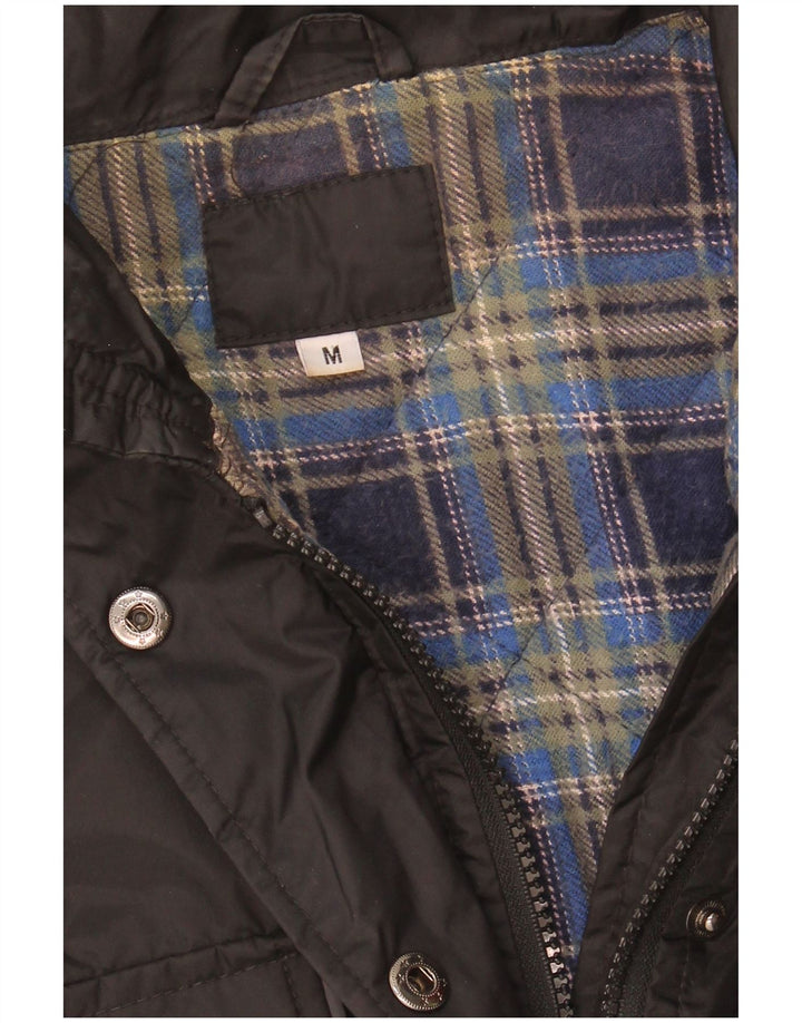 VINTAGE Ženska pomoćna jakna UK 14 Srednji crni najlon