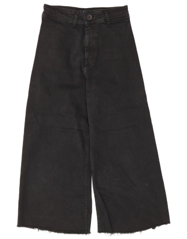 Zara ženske Capri traperice visokog struka širokih nogavica US 34 2XS W24 L22 crni pamuk