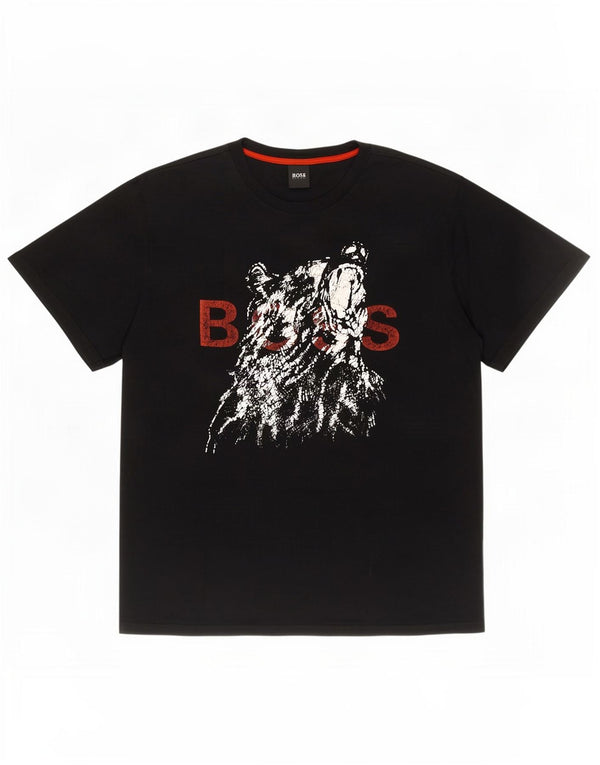 Muška majica kratkih rukava Hugo Boss s grafičkim motivima 2XL crni pamuk