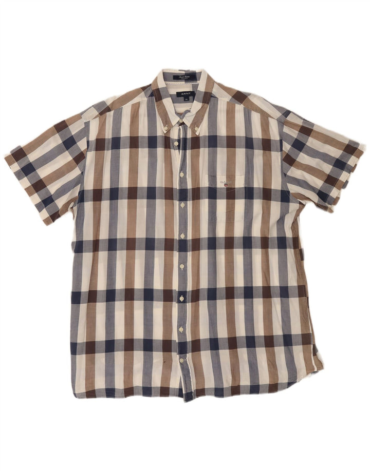 GANT Muška majica kratkih rukava standardnog kroja 3XL tamnoplava karirana