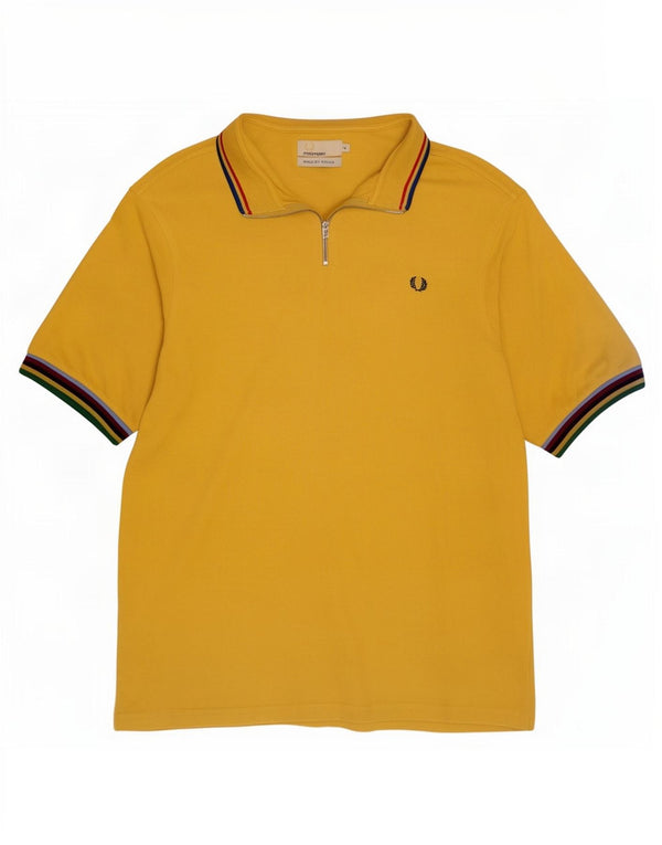Muška majica kratkih rukava s patentnim zatvaračem Fred Perry Bradley Wiggins XL na žute pruge