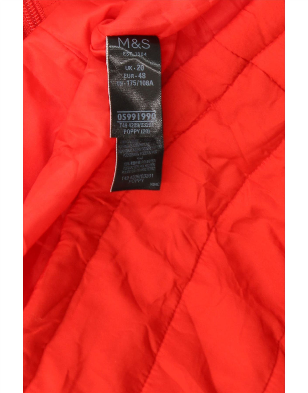 Marks & Spencer ženska podstavljena jakna UK 20 2XL narančasti poliester