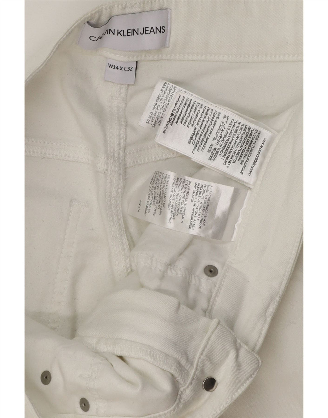 Calvin Klein Ženske uske traperice W34 L32 Bijeli pamuk