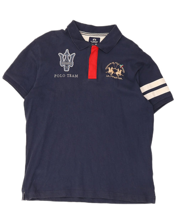 La Martina muška uska polo majica s grafikom 2XL tamnoplava boja