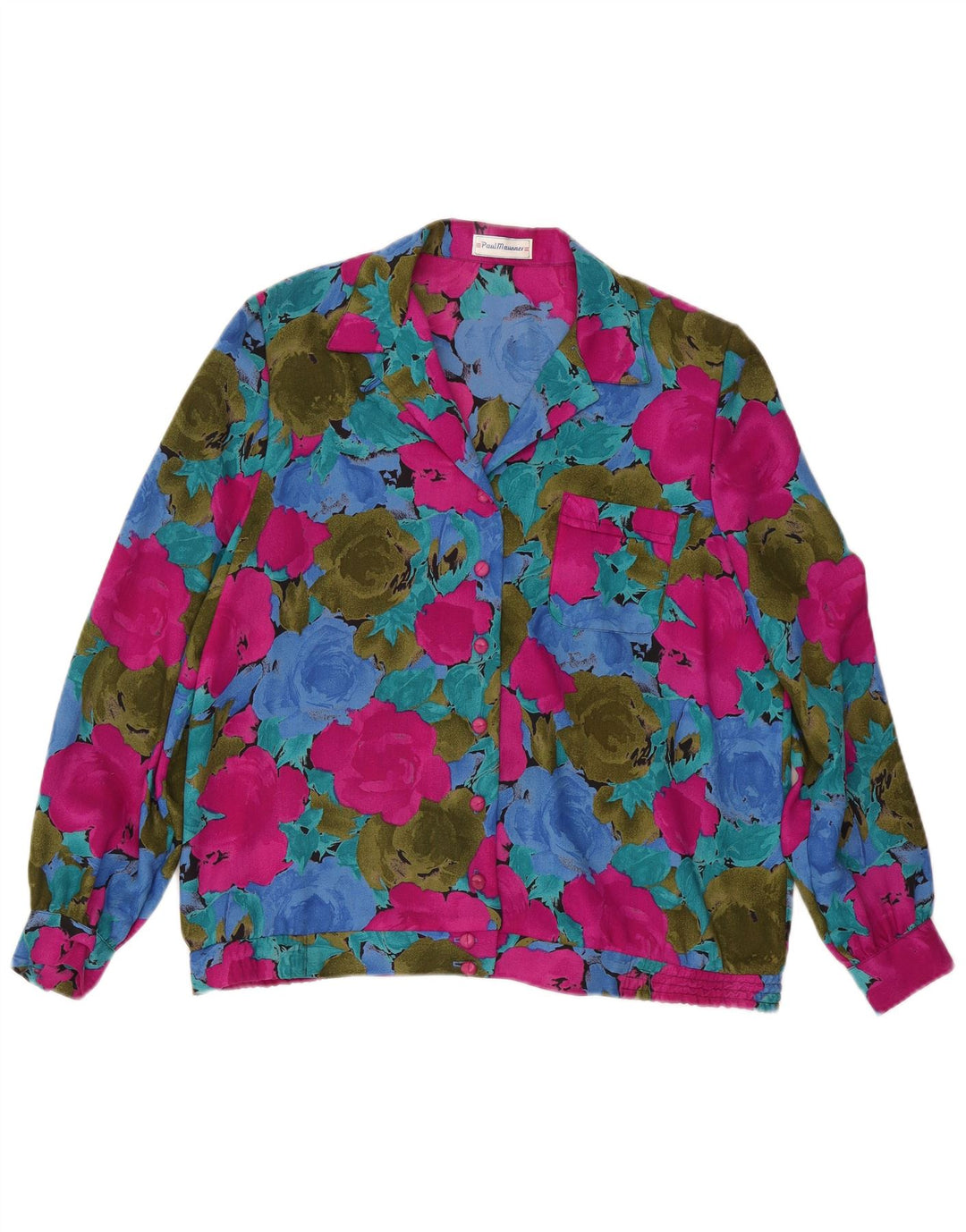 Vintage ženska košulja bluza UK 16 Veliki raznobojni cvjetni poliester